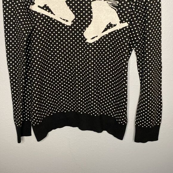Loft Outlet Ice Skates Black and White Polka Dots Sweater Size XL - Picture 6 of 9